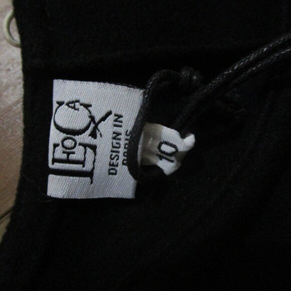 Designer LEOCA Paris Black suede elegant Dress Tissu SZ 10 NWT - Picture 4 of 8